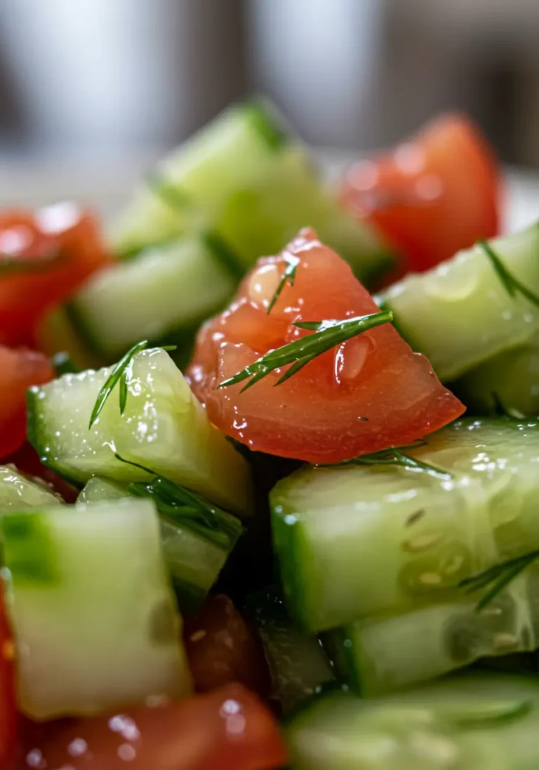 Close-Up of Fresh Armenian Cucumber Salad Texture