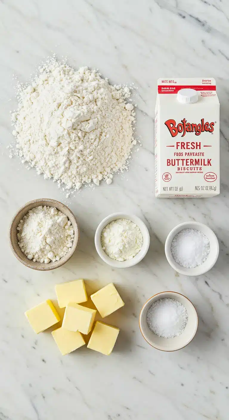 Organized Ingredients for Bojangles Biscuits Flat Lay