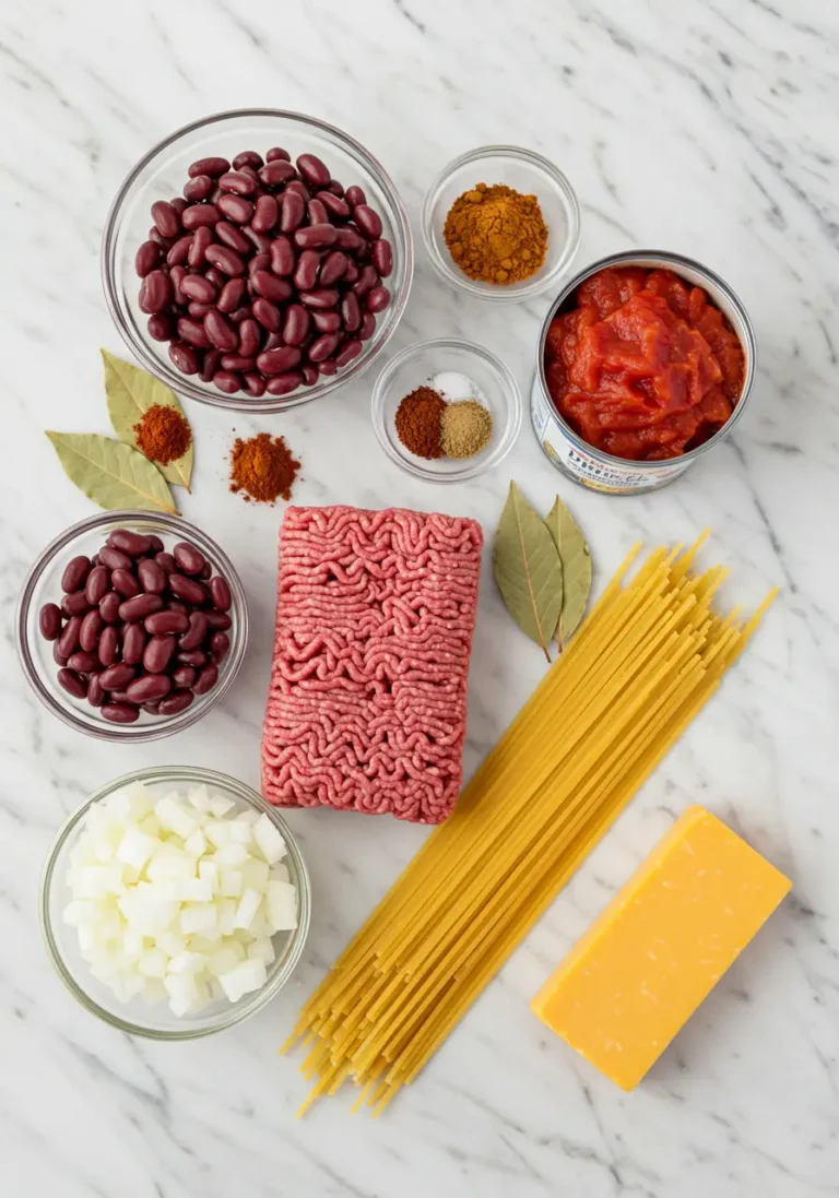 Organized Ingredients for Cincinnati Chili Flat Lay