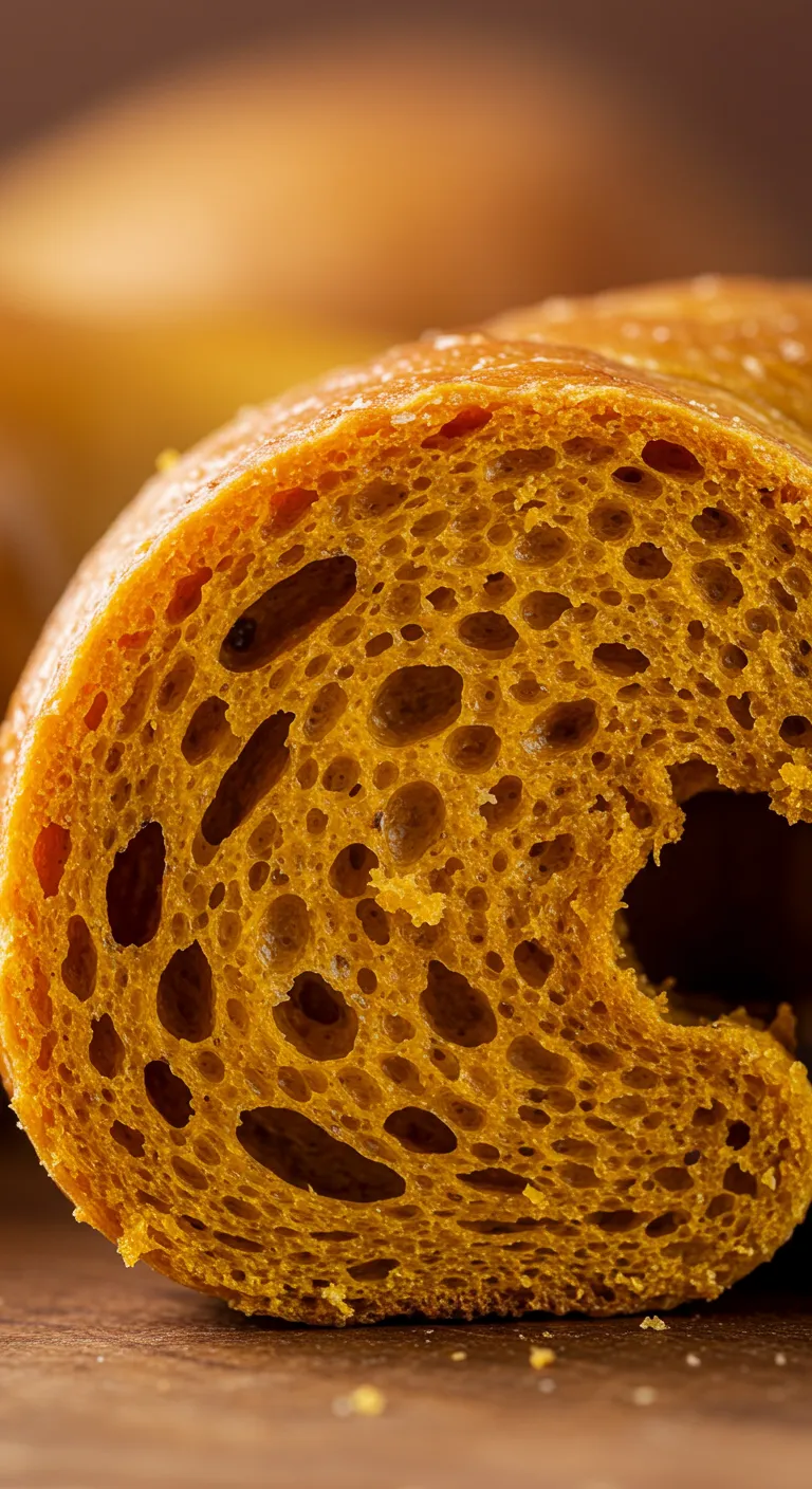 Extreme Close-Up of Pumpkin Bagel Texture