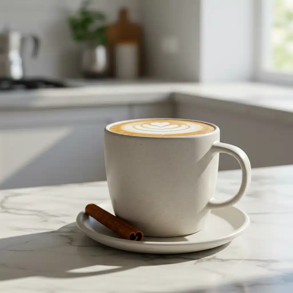 Coffee Loophole Recipe For Weight Loss 5 A warm coffee loophole recipe served in a speckled ceramic mug on a marble kitchen counter.