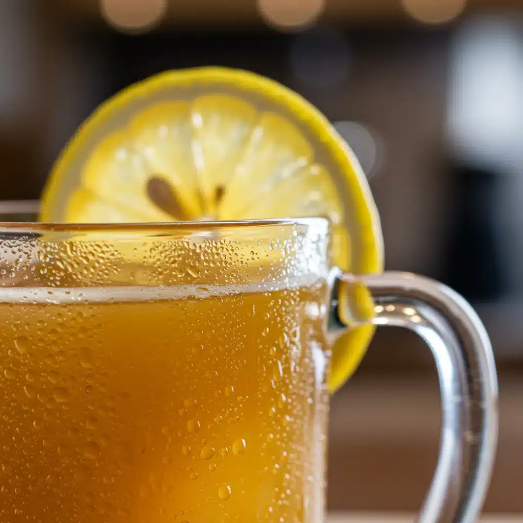 The Ultimate Brazilian Mounjaro Recipe (3 Ingredients for Weight Loss) 4 A detailed close-up of a glass of the Brazilian Mounjaro recipe, showing condensation and a fresh lemon garnish.