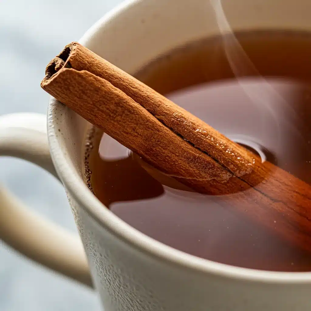 Cinnamon Tea Recipe (Simple & Delicious) 5 Aromatic Cinnamon Tea Recipe infusing in a hot cup, seen in a close-up shot.