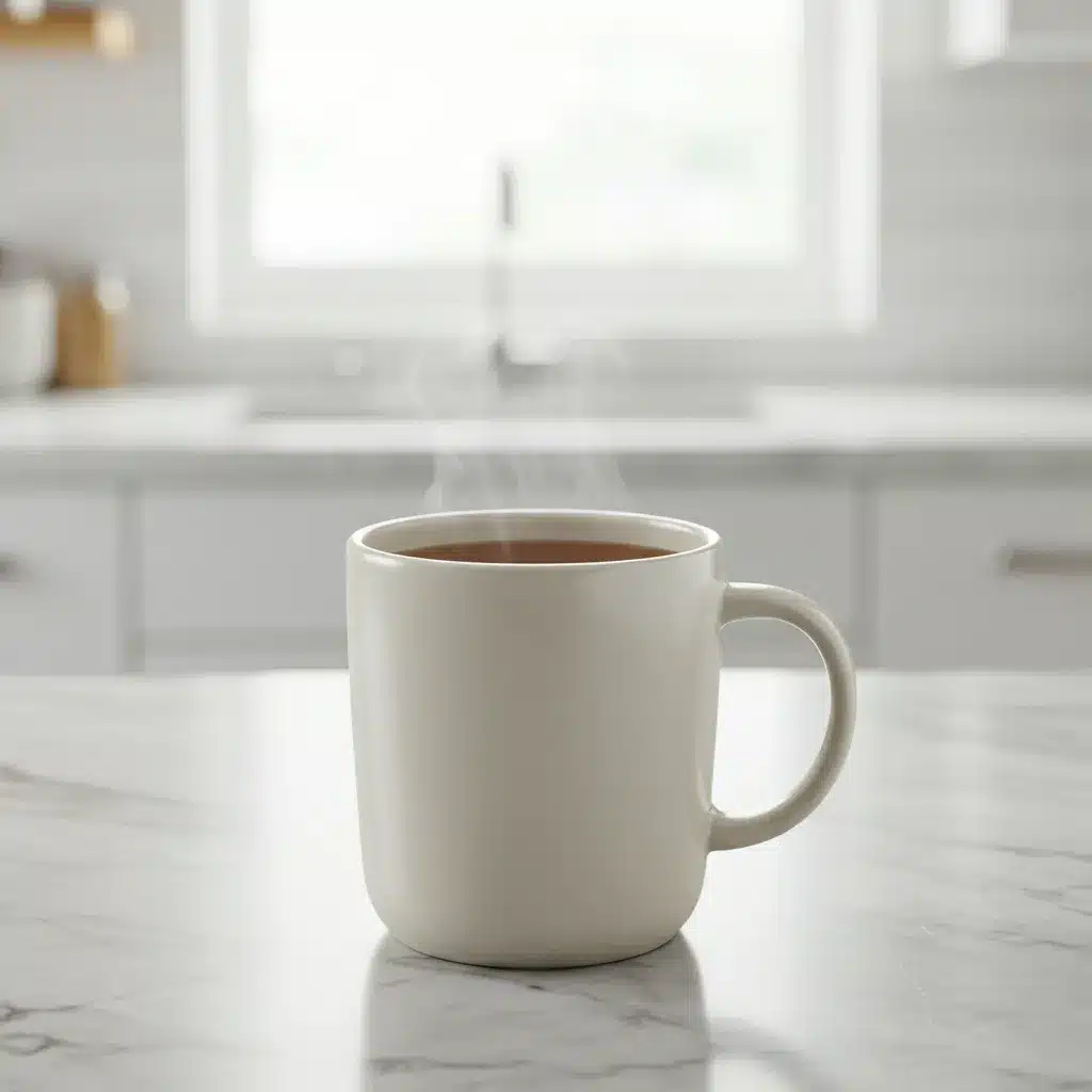 Bariatric Tea Recipe for Weight Loss (3-Ingredient Option!) 6 A simple mug of steaming Bariatric Tea Recipe on a kitchen counter.