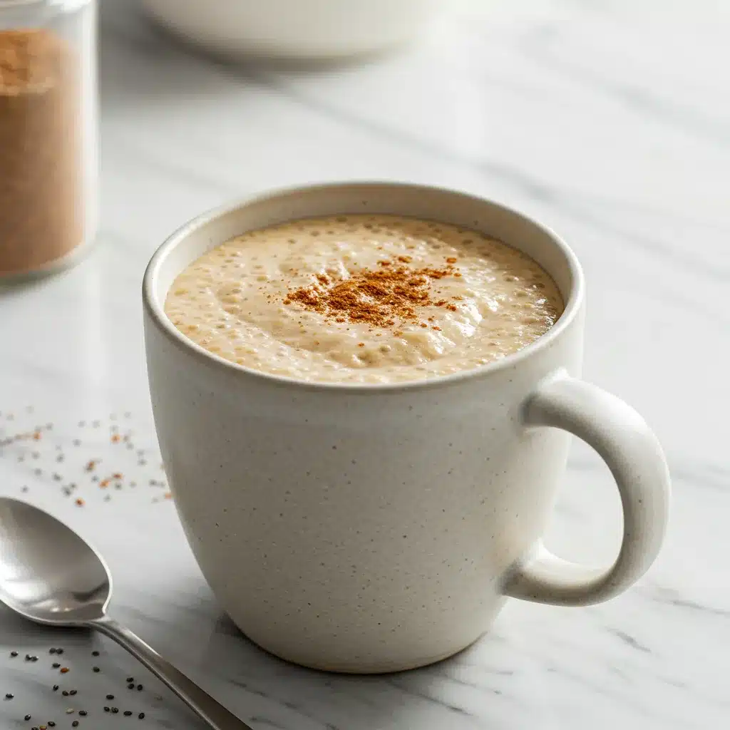 Bariatric coffee recipe in a white mug, garnished with cinnamon.
