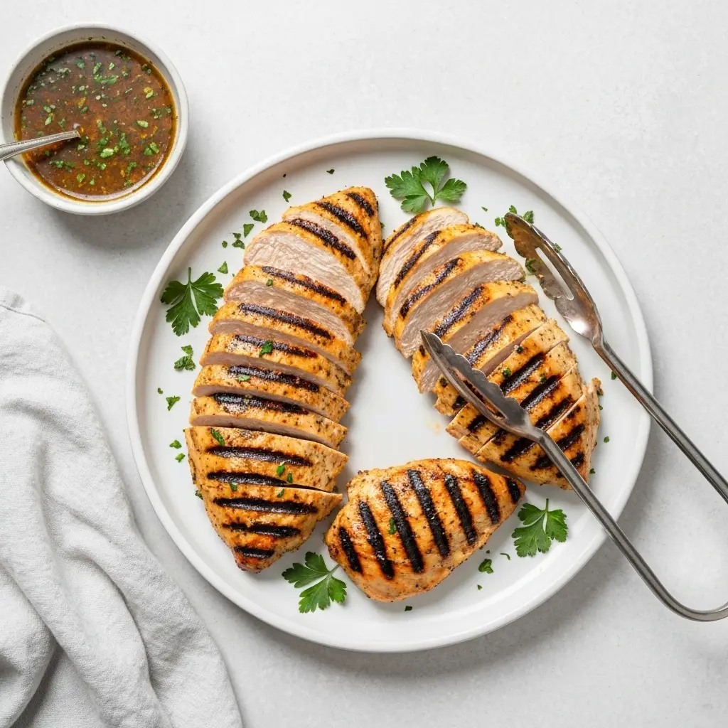 Grilled Chicken Recipe (The Only One You'll Ever Need) 4 An overhead shot of sliced grilled chicken on a platter.