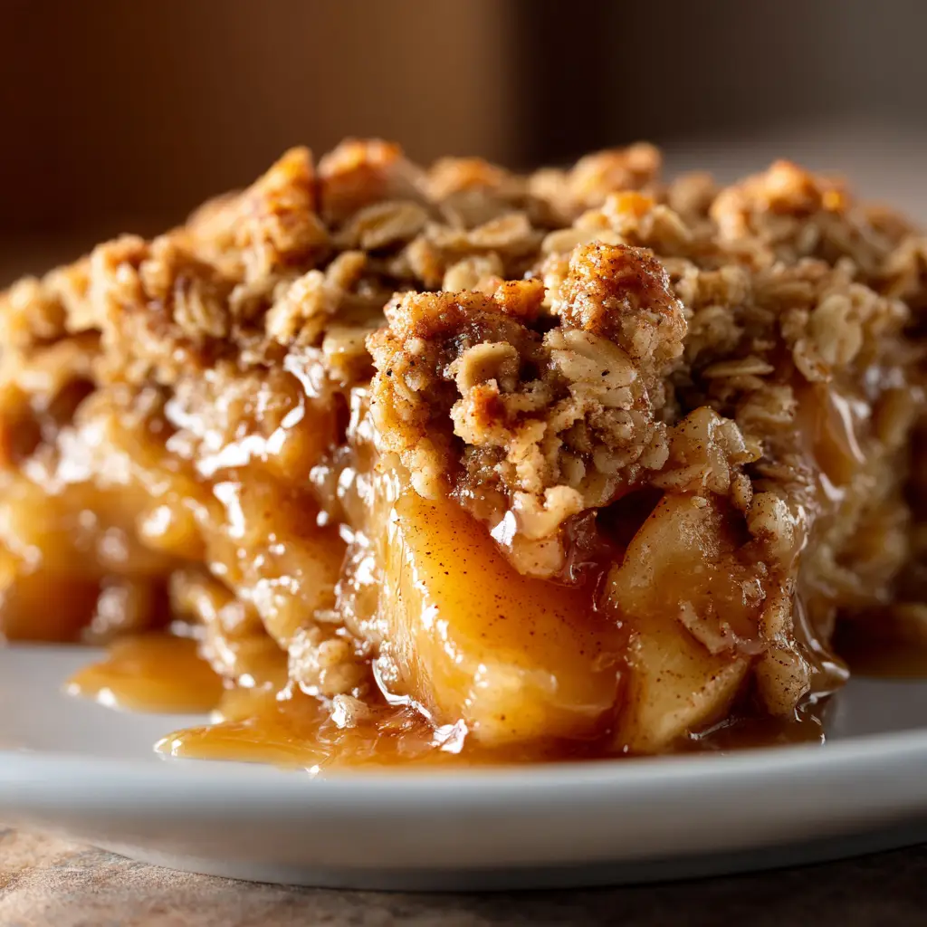 The crumbly oat topping mixture for the apple crisp recipe ready to be sprinkled over the fruit.