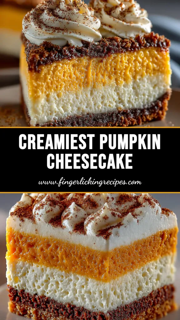 Pumpkin Cheesecake Recipe: The Ultimate Guide to a Creamy, Crack-Free Slice of Heaven 5 A perfect slice of pumpkin cheesecake on a white plate, showcasing its creamy texture and graham cracker crust. This is the ultimate pumpkin cheesecake recipe for Thanksgiving.