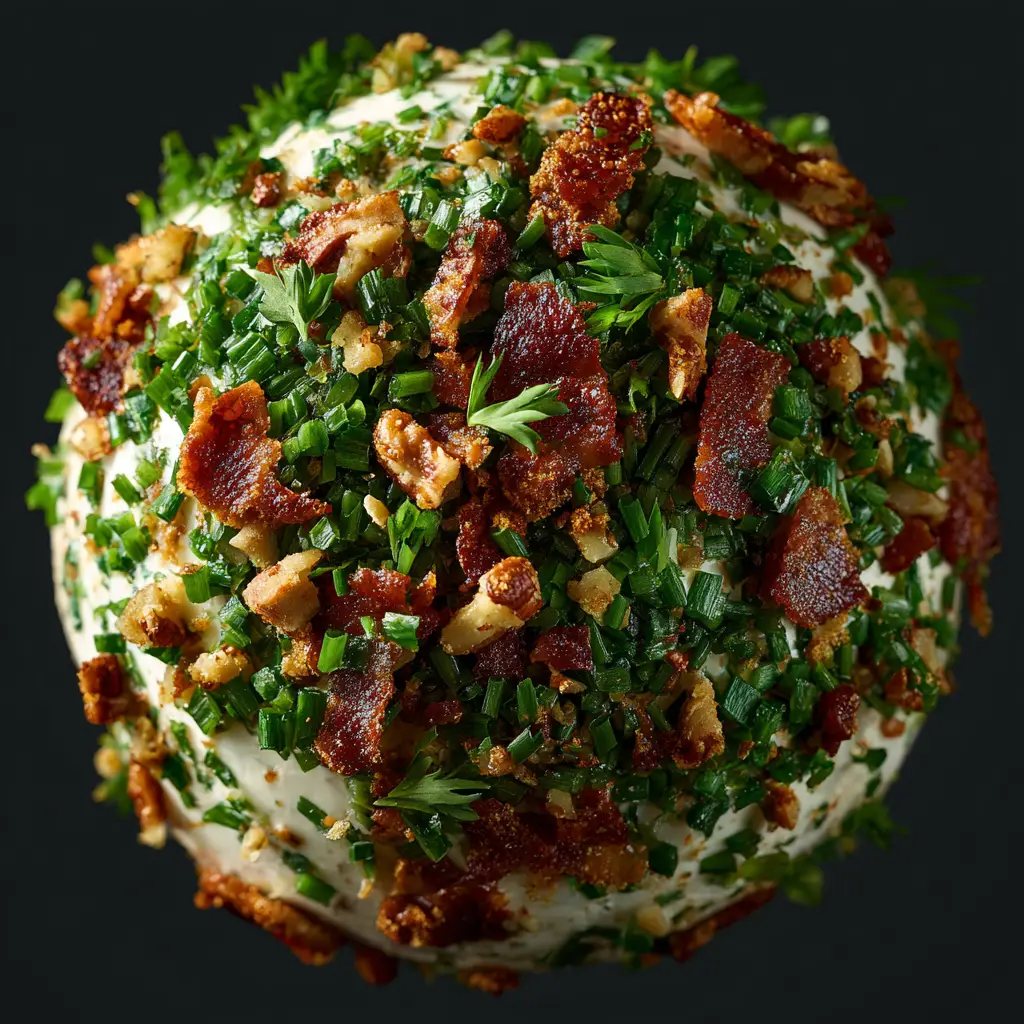 Classic Cheese Ball Recipe (Perfect for Parties!) 3 The cheese ball being rolled in a bowl of toasted, chopped pecans to create its crunchy coating.