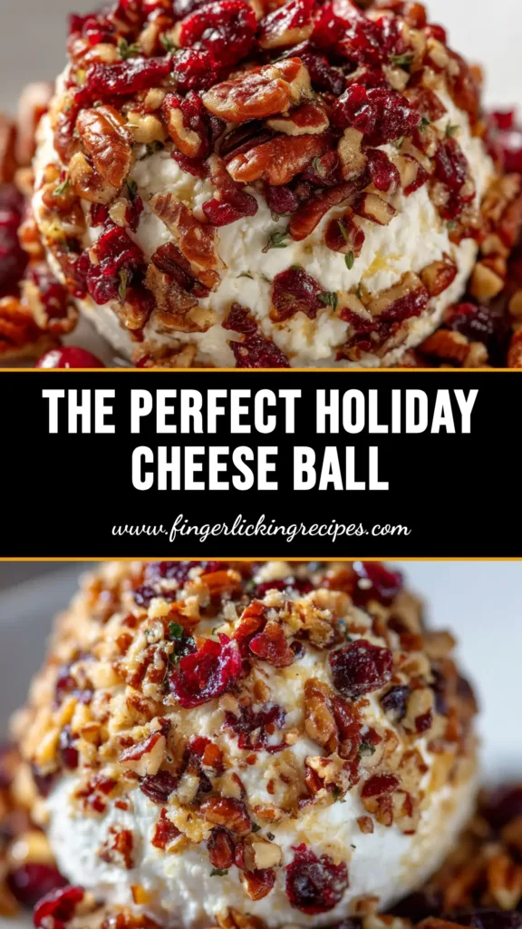 An easy Cranberry Pecan Goat Cheese Ball on a white plate with crackers. The perfect festive appetizer recipe for holidays and parties.