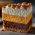 A whole, freshly baked creamy pumpkin cheesecake cooling on a wire rack. This homemade cheesecake is perfectly smooth and has no cracks.