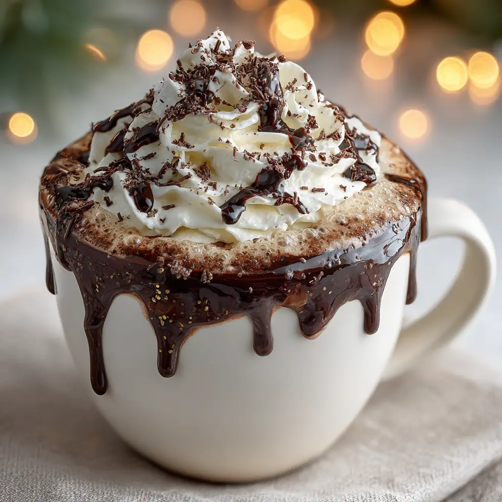Nutella Coffee Recipe (Quick & Easy 5-Minute Treat) 2 A finished mug of hot Nutella coffee topped with a swirl of whipped cream and chocolate shavings, ready to be enjoyed.