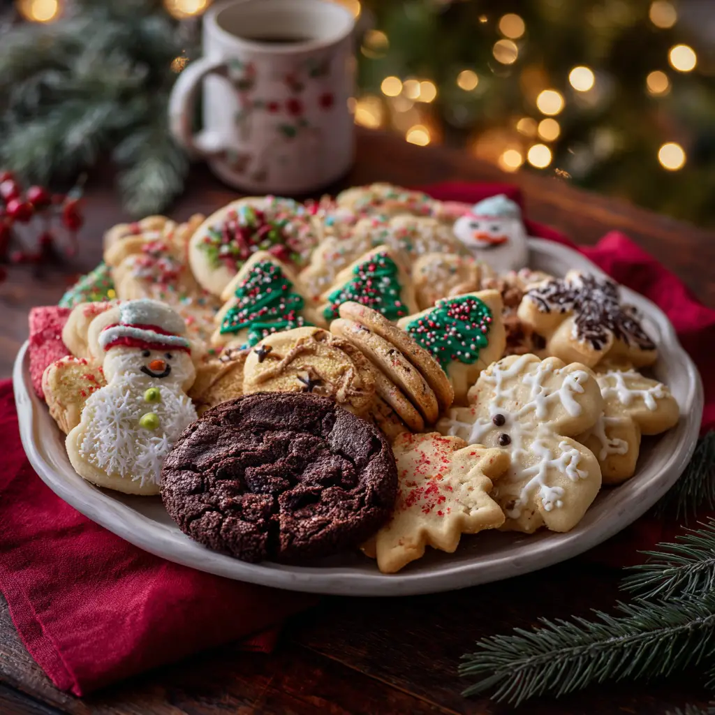 Christmas Cookie Ideas: The Ultimate Guide & Recipe 2 A close-up of a beautifully decorated Christmas sugar cookie shaped like a snowflake, with intricate white and blue royal icing.