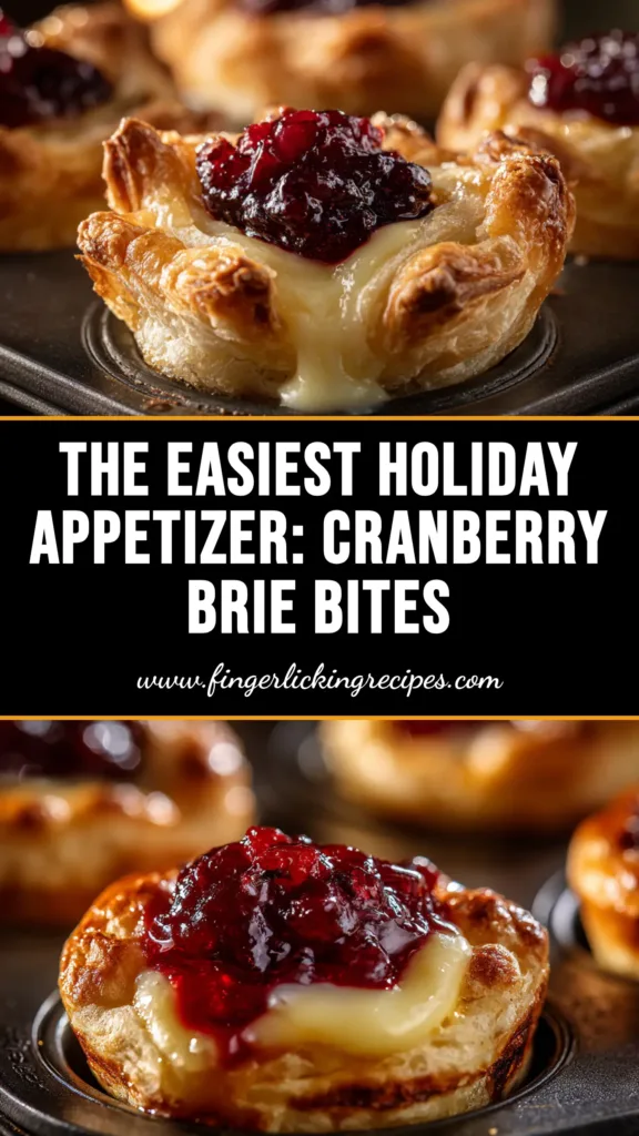 A platter of golden-brown cranberry brie bites, garnished with fresh rosemary. These easy holiday appetizers are perfect for parties.