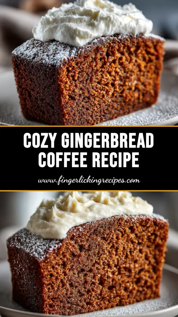 Gingerbread Coffee Recipe (Better Than a Cafe!) 5 A cozy gingerbread coffee recipe in a festive mug, topped with whipped cream and a sprinkle of cinnamon, with gingerbread cookies on the side.