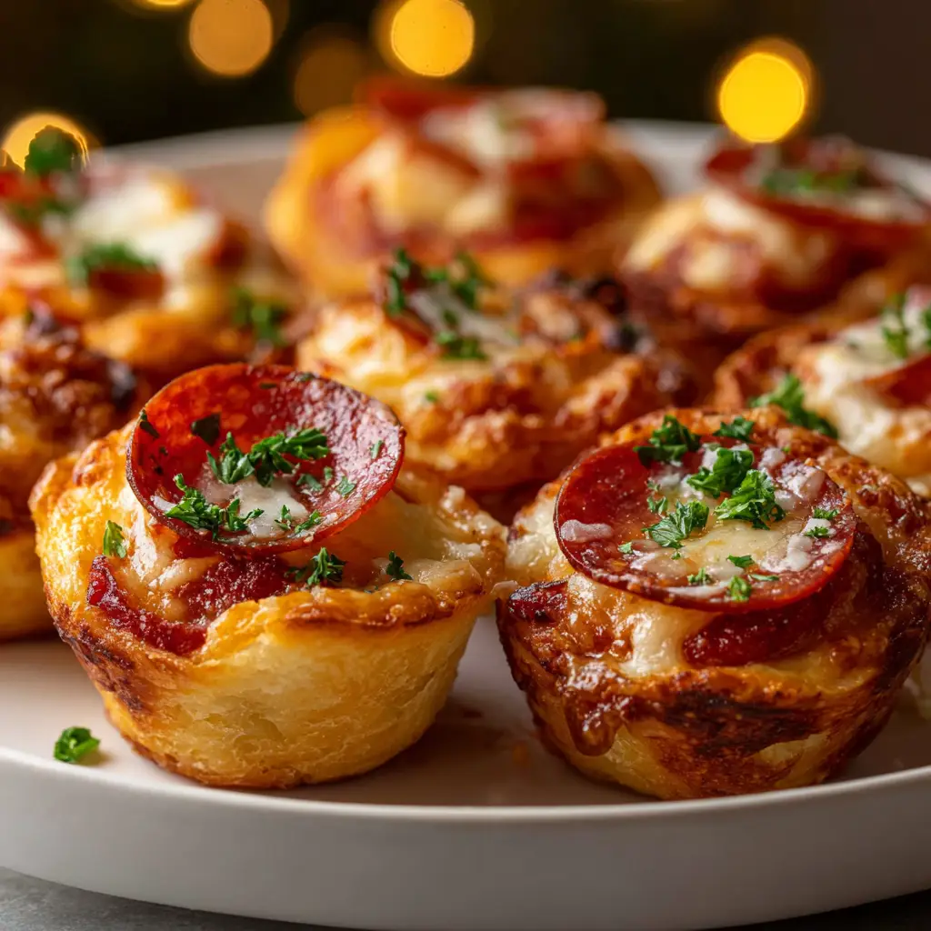 Christmas Pizza Bites: The Easiest Holiday Appetizer 3 Step-by-step process of making Christmas pizza bites, showing the crescent roll dough topped with sauce, cheese, and pepperoni.