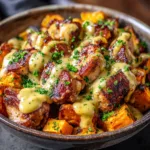 Maple Dijon Chicken: A 30-Minute Weeknight Wonder A skillet with perfectly seared chicken breasts simmering in a glossy maple dijon sauce.