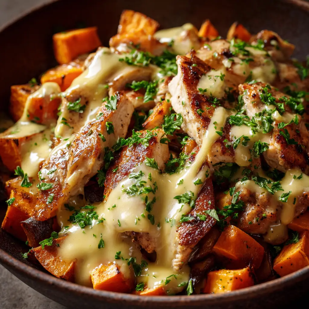 Maple Dijon Chicken: A 30-Minute Weeknight Wonder 2 A close-up shot of sliced maple dijon chicken, showing its juicy interior and caramelized glaze.