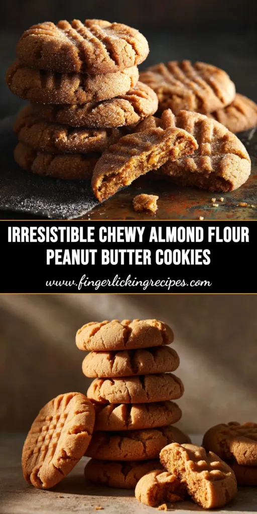 Almond Flour Peanut Butter Cookies: The Ultimate Chewy Recipe 4 A stack of chewy almond flour peanut butter cookies with the classic criss-cross pattern, shown on a white plate.
