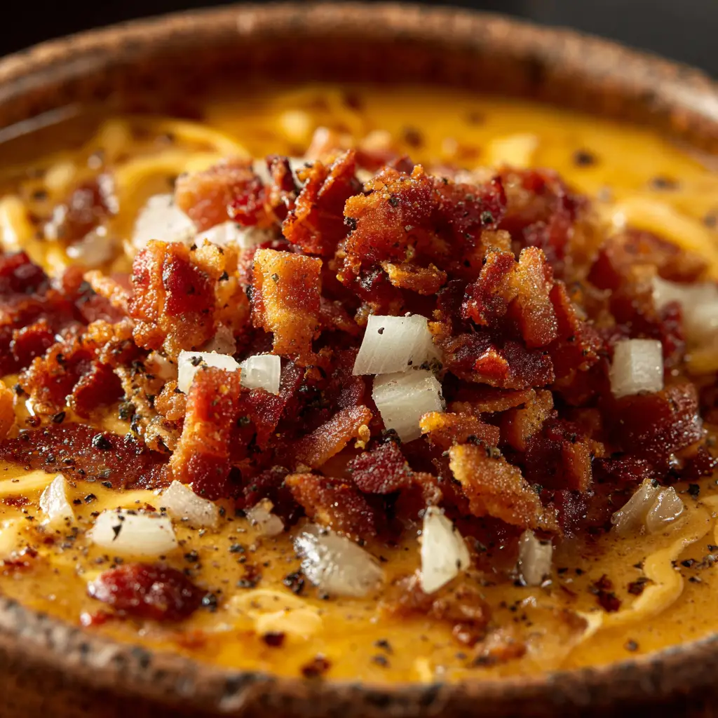 Bacon Cheeseburger Soup (The Ultimate Creamy Recipe) 2 The ingredients for Bacon Cheeseburger Soup laid out, including ground beef, bacon, cheese, and vegetables.