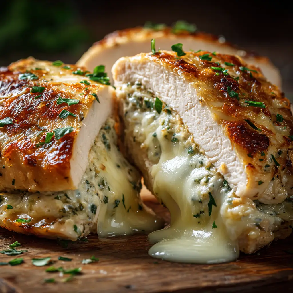 Baked Cream Cheese Chicken (The Easiest, Creamiest Recipe!) 2 A slice of baked chicken with cream cheese topping on a fork, showcasing the golden-brown crust and moist interior.