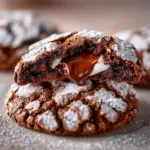 Peppermint Kiss Chocolate Crinkles: The Ultimate Holiday Cookie A batch of freshly baked chocolate crinkle cookies topped with peppermint kisses cooling on a wire rack, ready to be served.