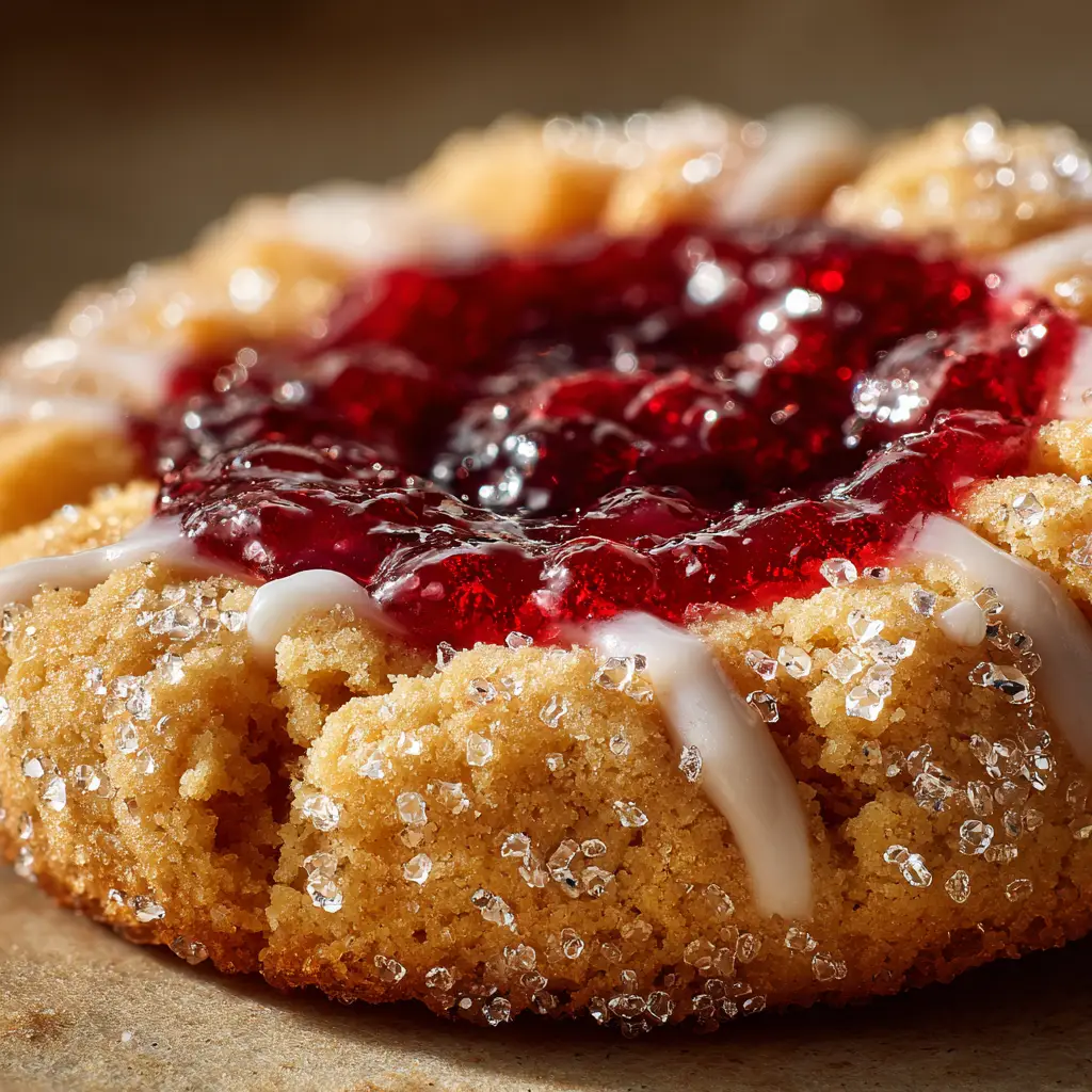 A batch of freshly baked cranberry orange thumbprint cookies cooling on a wire rack before being glazed.