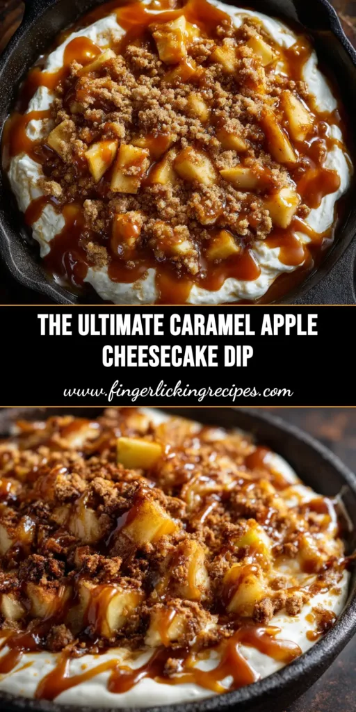 A bowl of Caramel Apple Cheesecake Dip with sliced apples ready for dipping, shown from a top-down view.