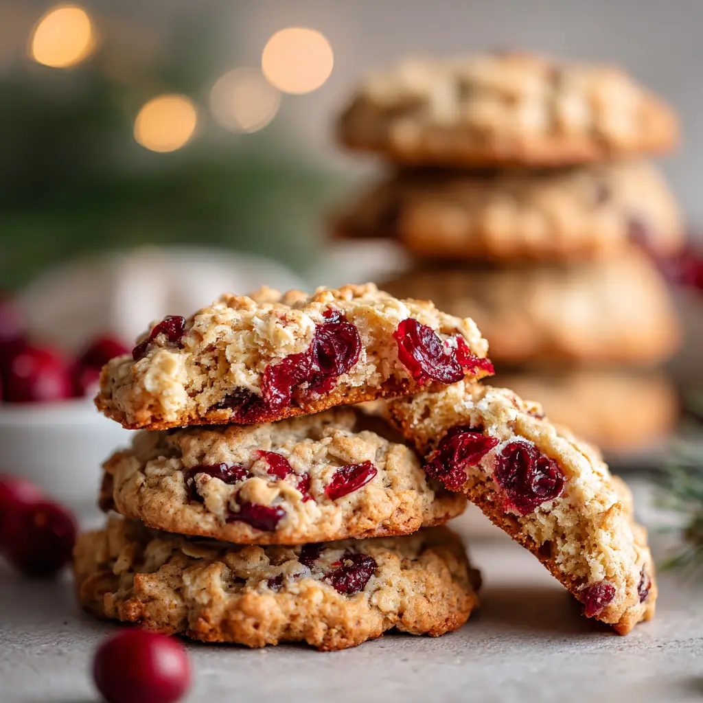 Cranberry Oatmeal Cookie Bites (Easy & Chewy Recipe) 3 An extreme close-up shot of a cranberry oatmeal cookie bite, showing the detailed texture of the oats and a juicy dried cranberry.