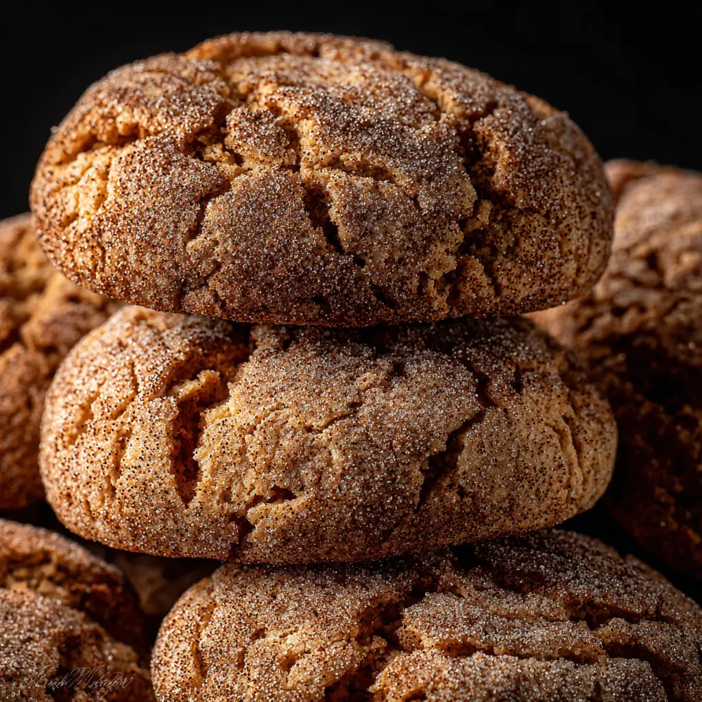 Maple Snickerdoodles: The Ultimate Chewy Fall Cookie 2 A baked maple snickerdoodle cookie broken in half to show its soft and chewy interior texture.