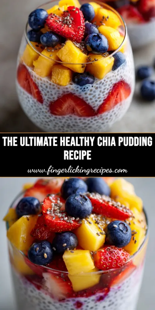 A beautiful glass of creamy chia pudding layered with fresh berries and granola. The perfect healthy chia pudding recipe.