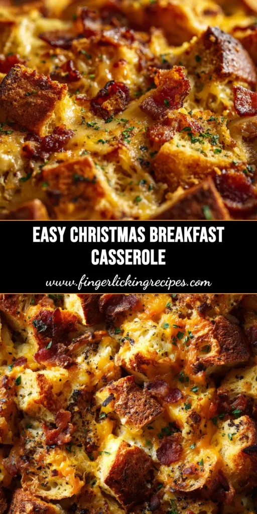 Christmas Breakfast Strata: The Perfect Make-Ahead Holiday Meal 4 A beautiful golden-brown Christmas Breakfast Strata in a baking dish, ready to be served for a festive holiday meal.