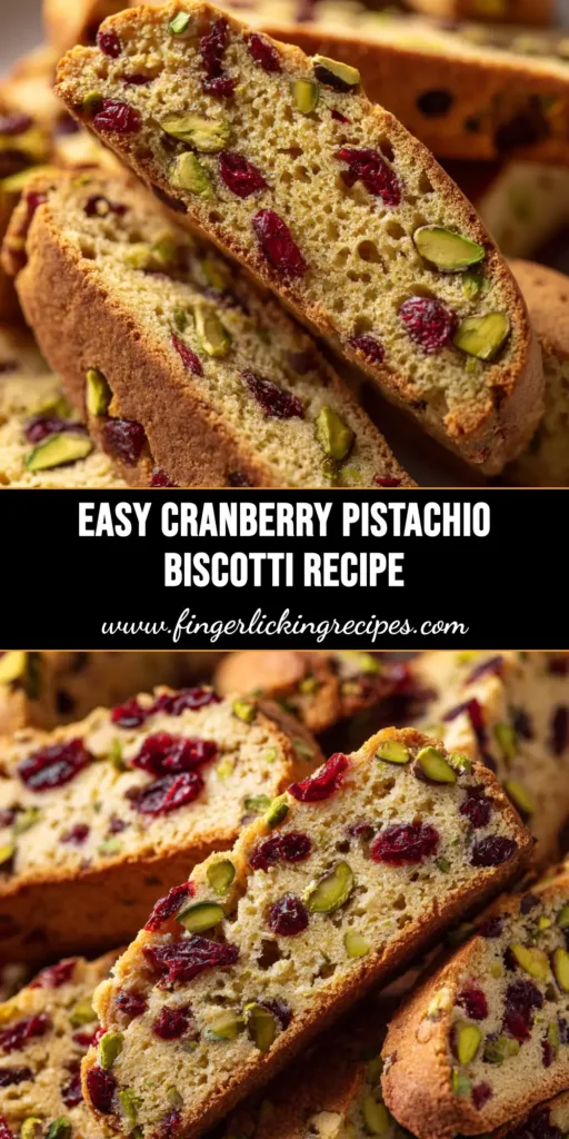 A beautiful platter of homemade Cranberry Pistachio Biscotti, perfectly sliced and golden brown, ready for sharing.