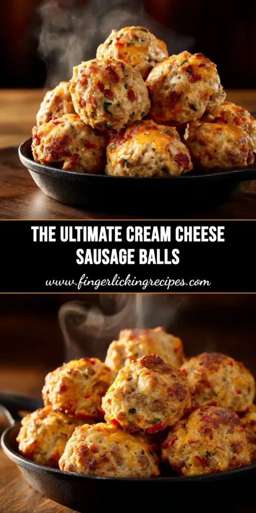 Cream Cheese Sausage Balls: The Ultimate Fail-Proof Recipe 4 A platter of golden-brown cream cheese sausage balls, ready to be served as the perfect party appetizer. This is the best, most moist sausage ball recipe.