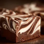 Hot Cocoa Fudge Recipe (Easy & Creamy) A close-up macro shot showing the rich, creamy texture of the hot cocoa fudge, with swirls of chocolate and melted marshmallows.