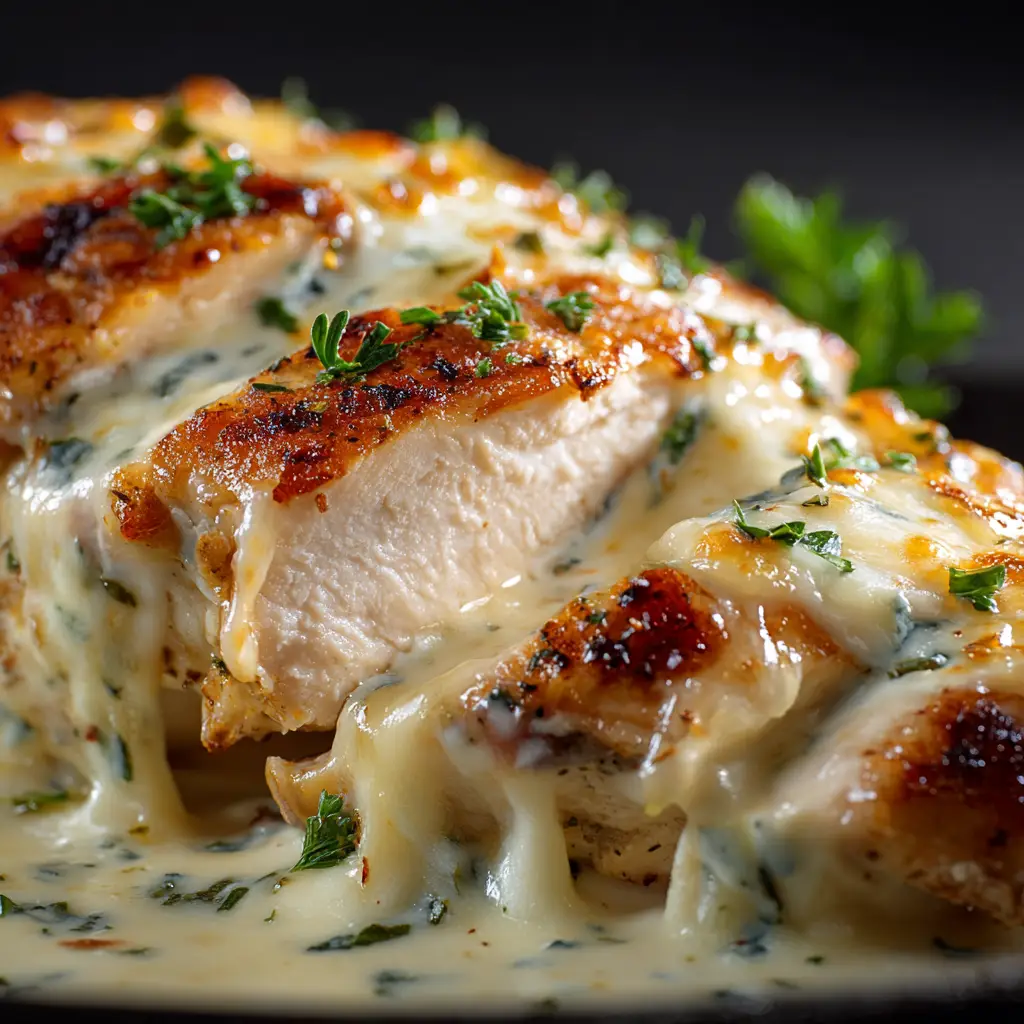 Creamy Ranch Chicken: Your New Favorite Weeknight Dinner 2 A serving of the finished creamy ranch chicken on a plate next to mashed potatoes and steamed green beans.