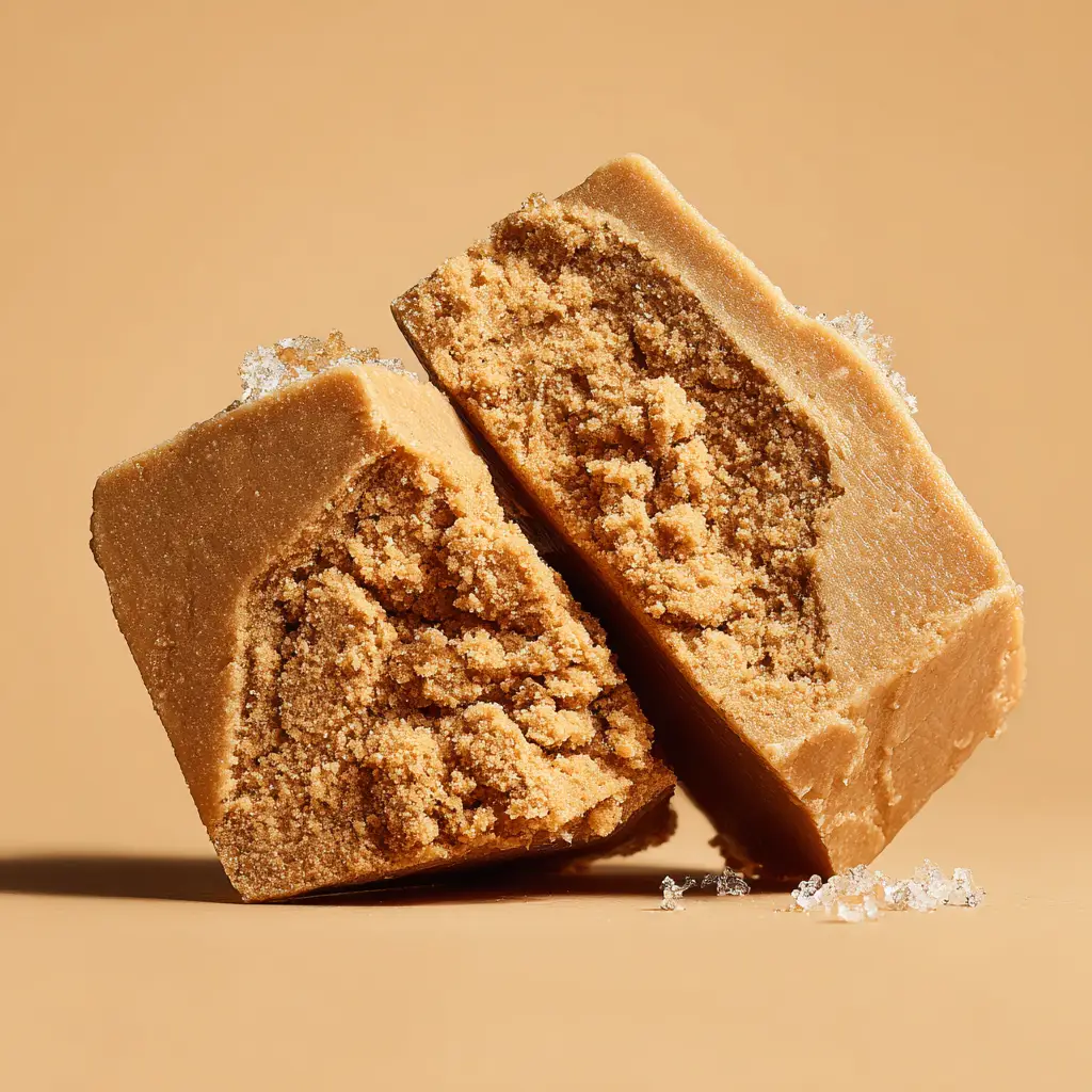 White Chocolate Gingerbread Fudge: The Ultimate Holiday Treat 3 A close-up view of a single square of creamy gingerbread fudge, highlighting its smooth and rich texture.