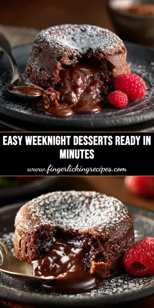Easy Dessert Recipes: The Ultimate Molten Chocolate Lava Cake 5 A collection of easy dessert recipes including molten lava cakes, chocolate truffles, and fruit tarts, highlighting simple and quick sweet treats.