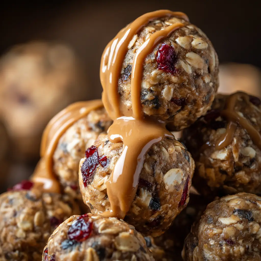 A top-down view of several no-bake energy bites arranged neatly, ready to be eaten as a quick breakfast idea.