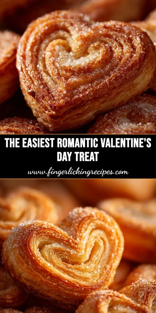 A beautiful flat lay of golden-brown puff pastry hearts filled with jam, arranged on a baking sheet. These easy 3-ingredient puff pastry hearts are a perfect Valentine's day treat.