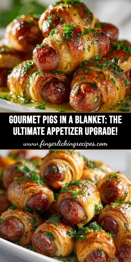 A platter of fancy pigs in a blanket made with golden puff pastry and everything bagel seasoning, ready for a party.