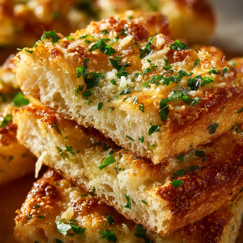 Garlic Butter Breadsticks (The Easiest, Softest Recipe!) 2 Freshly baked garlic butter breadsticks being brushed with a savory garlic and herb butter topping.