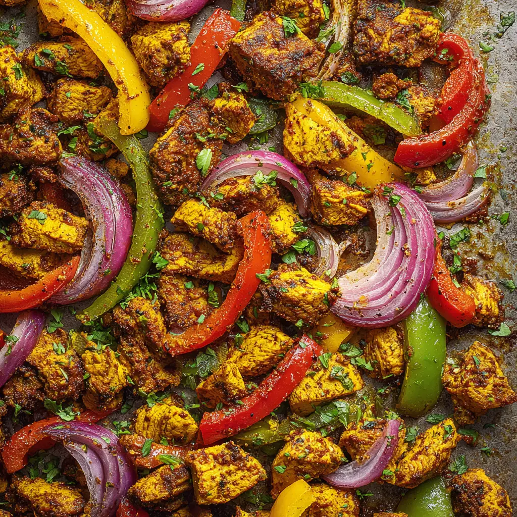 Sheet Pan Chicken Kebabs: The Easiest Weeknight Dinner 2 A serving of healthy chicken and veggie dinner, with two cooked sheet pan chicken kebabs resting on a bed of fluffy white rice on a white plate.