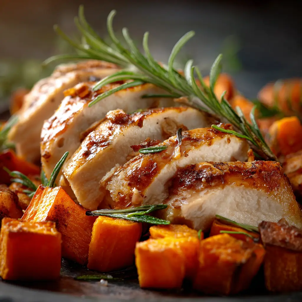 Chicken and Sweet Potato Meal Prep: The Ultimate Guide 2 A savory meal prep bowl featuring seasoned chicken and tender sweet potatoes, ready to be served.