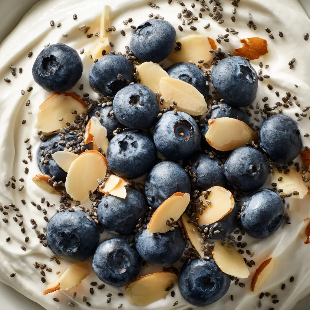 High Protein Yogurt Bowl (The Only Recipe You Need!) 2 A beautiful high protein yogurt bowl loaded with fresh blueberries, raspberries, and sliced almonds.