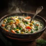 Winter Comfort Food Recipes to Warm Your Soul A close-up shot of a steaming bowl of creamy tomato and sausage soup, a perfect example of a hearty winter meal.