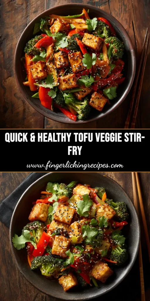 High-Protein Tofu Stir-Fry: The Ultimate 30-Minute Meal 4 A delicious and easy High-Protein Tofu Stir-Fry in a white bowl, garnished with sesame seeds. This healthy vegan recipe is perfect for a quick weeknight dinner.