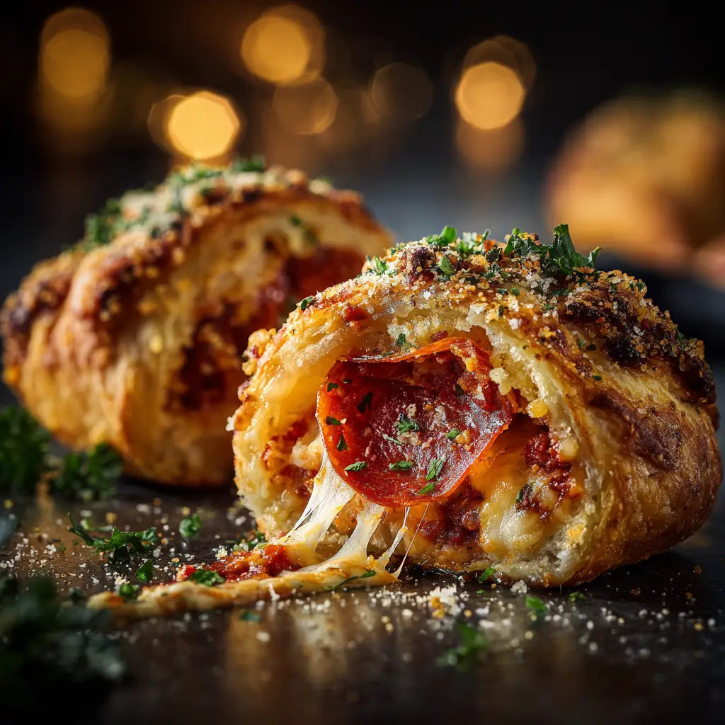 A batch of freshly baked biscuit pizza bombs on a serving plate, ready to be eaten.