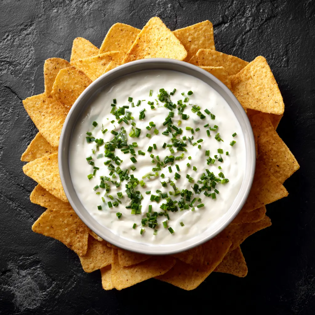 Creamy Chip Dip Recipe (The Only One You'll Need!) 3 A bowl of homemade chip dip garnished with fresh green onions, showcasing its rich and creamy texture.