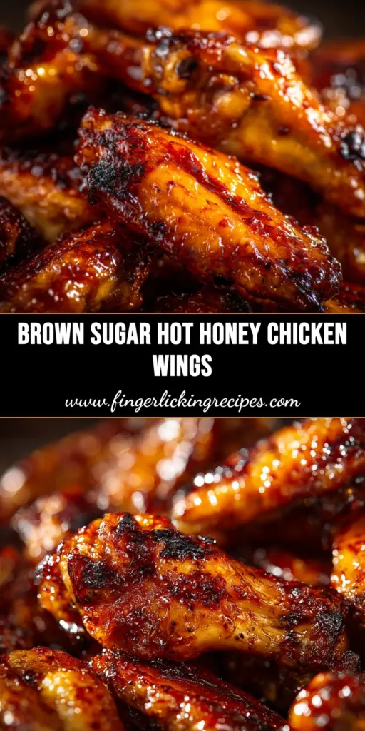 A platter of crispy hot honey chicken wings, glistening with a sweet and spicy glaze, garnished with fresh herbs and ready to be served.